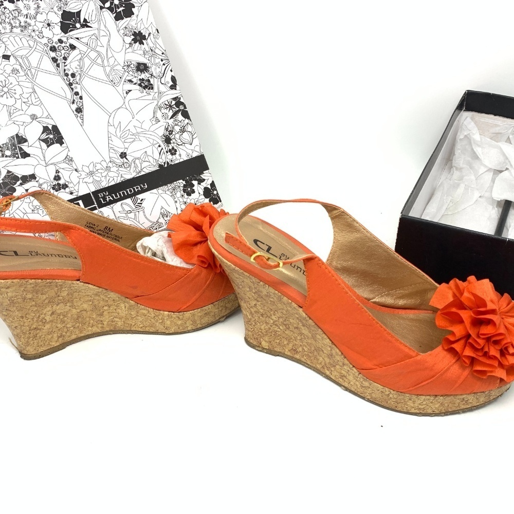 CL By Laundry Orange Flower Heels 8M - Picture 2 of 5